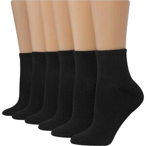 🆕 Women Black 6-Pair Comfort Fit Ankle Socks Casual Cushioning Work Gym Sports
